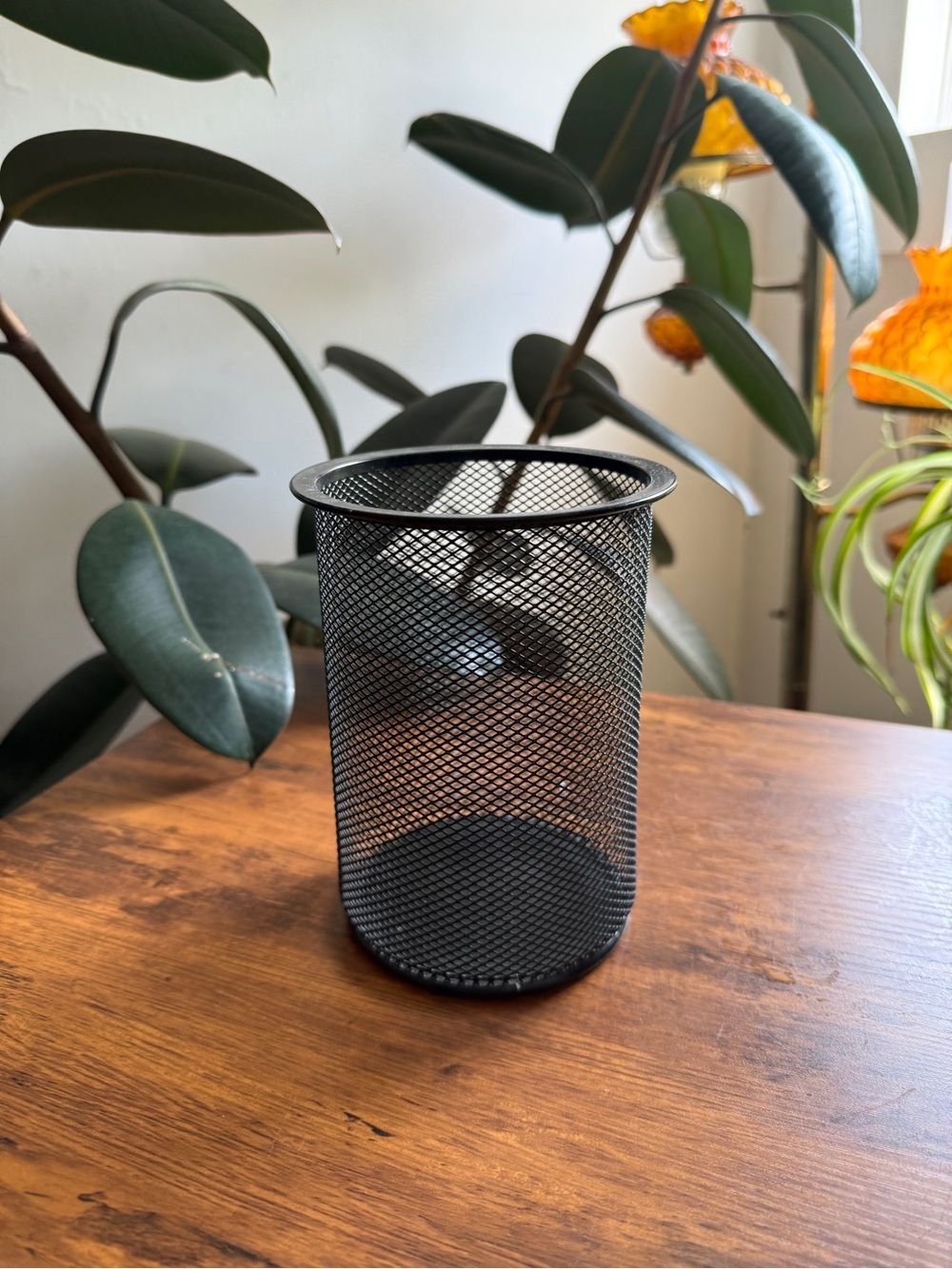 Black Mesh Pencil Cup - Minimal Desk Organizer